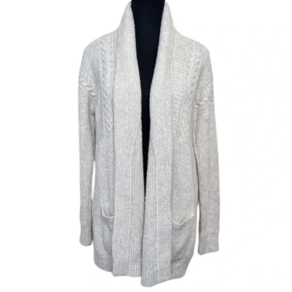 Abercrombie & Fitch Womens Medium Mixed Cable Shawl  Collar Open Cardigan - Picture 1 of 15